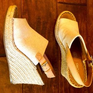 TOMS 'Monica' Cream Platform Wedge Sandal Ladies Shoe